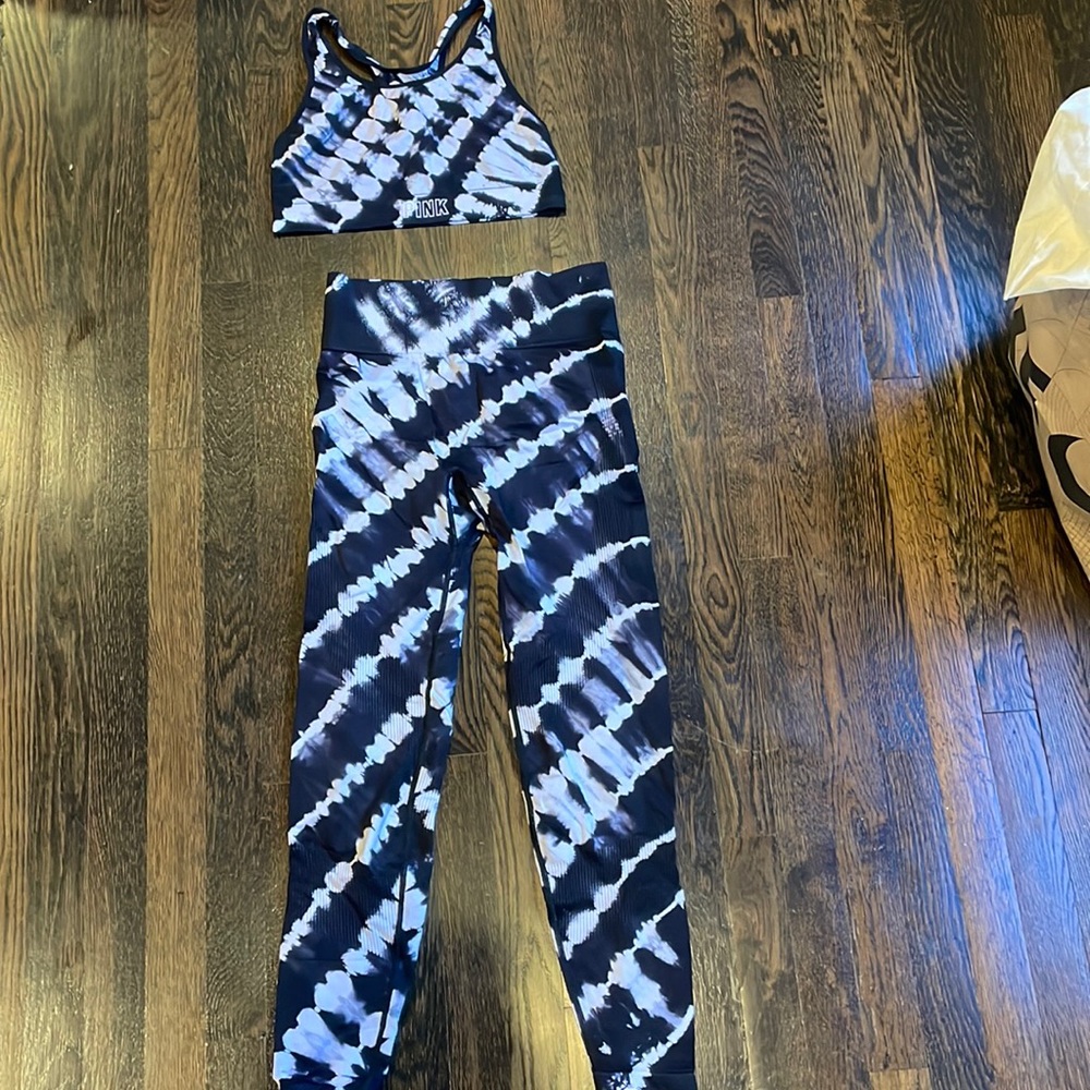 Victoria’s Secret Pink: Seamless Workout Set - Black and White Tie Dye
